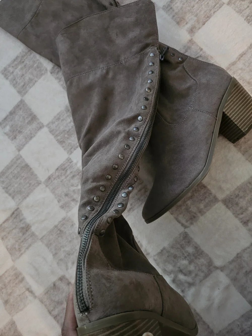 Madden Girl Taupe Over-the-Knee Block Heel Boots Size 8.5